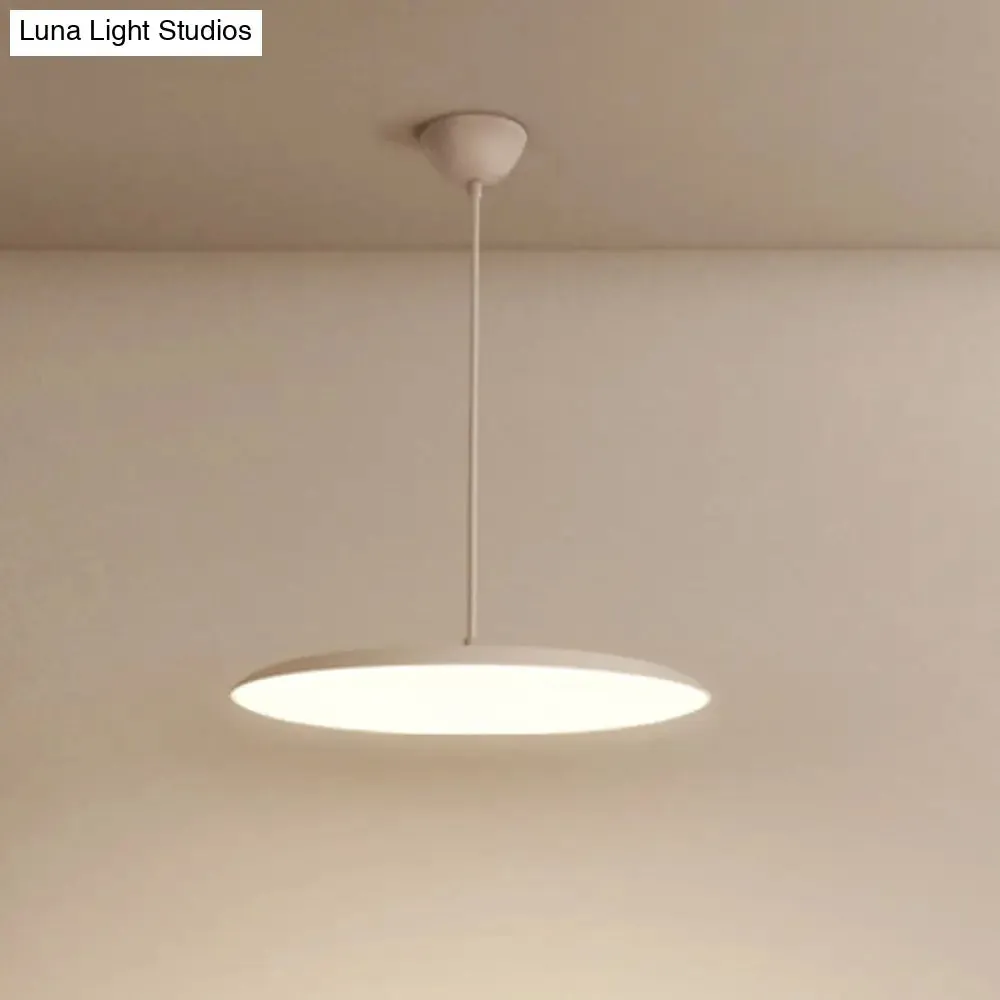 LED Bedroom Hanging Pendant Light Kit - Simple White/Black Finish with Acrylic Shade in White/Warm Light