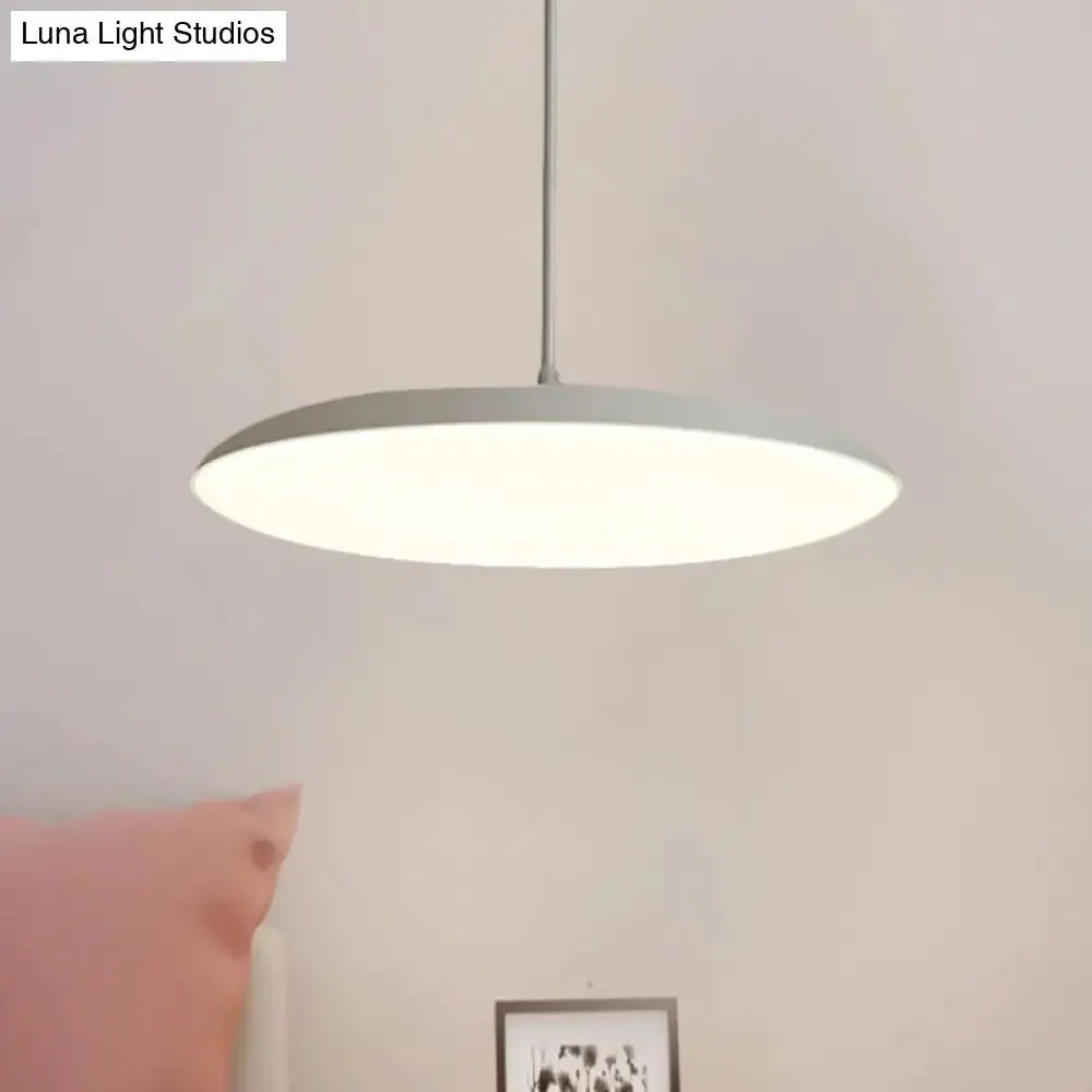 LED Bedroom Hanging Pendant Light Kit - Simple White/Black Finish with Acrylic Shade in White/Warm Light