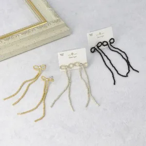 Long Beaded Bow Earrings