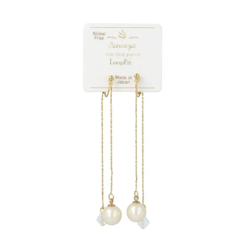 Loop Fit Threader Pearl Clip On Earrings