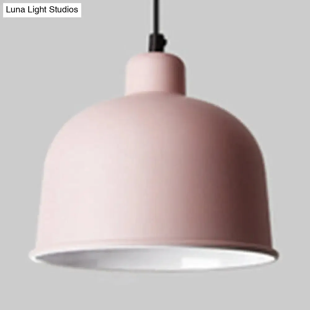 Macaron Style Aluminum Pendant Lamp - Single Head Hanging Light with Bowl Shade for Restaurants