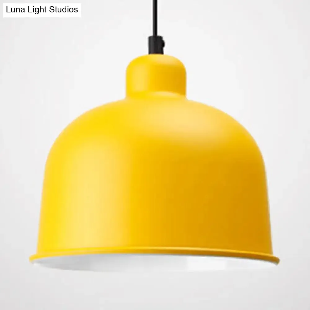 Macaron Style Aluminum Pendant Lamp - Single Head Hanging Light with Bowl Shade for Restaurants