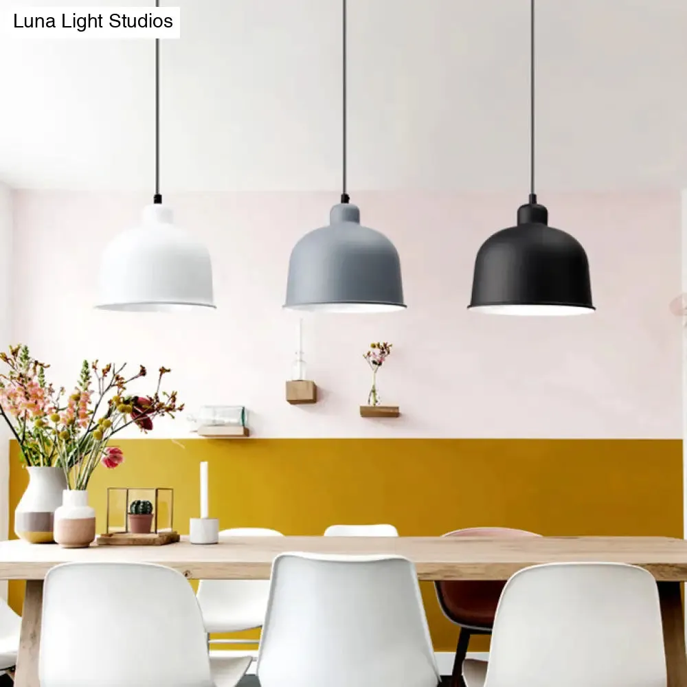 Macaron Style Aluminum Pendant Lamp - Single Head Hanging Light with Bowl Shade for Restaurants