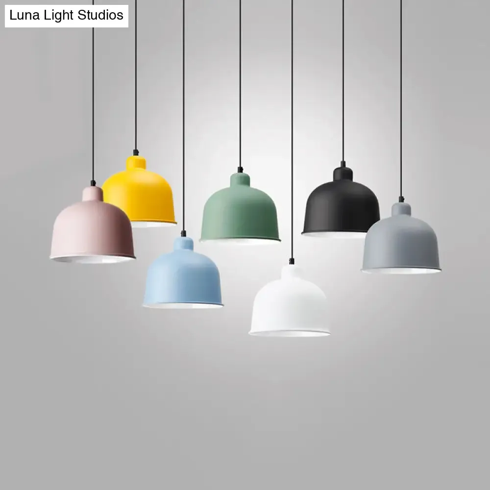 Macaron Style Aluminum Pendant Lamp - Single Head Hanging Light with Bowl Shade for Restaurants