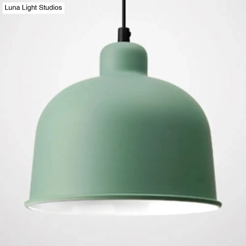 Macaron Style Aluminum Pendant Lamp - Single Head Hanging Light with Bowl Shade for Restaurants