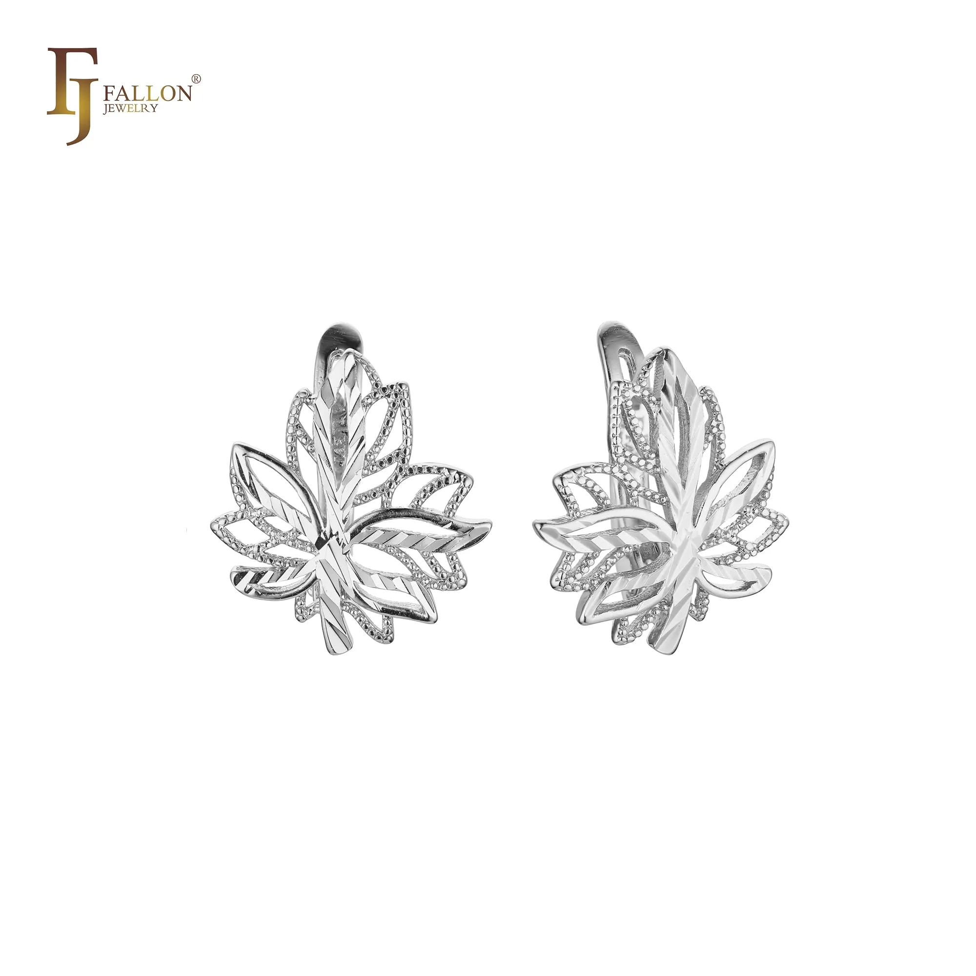 .Maple leaves earrings in Rose Gold, two tone plating colors