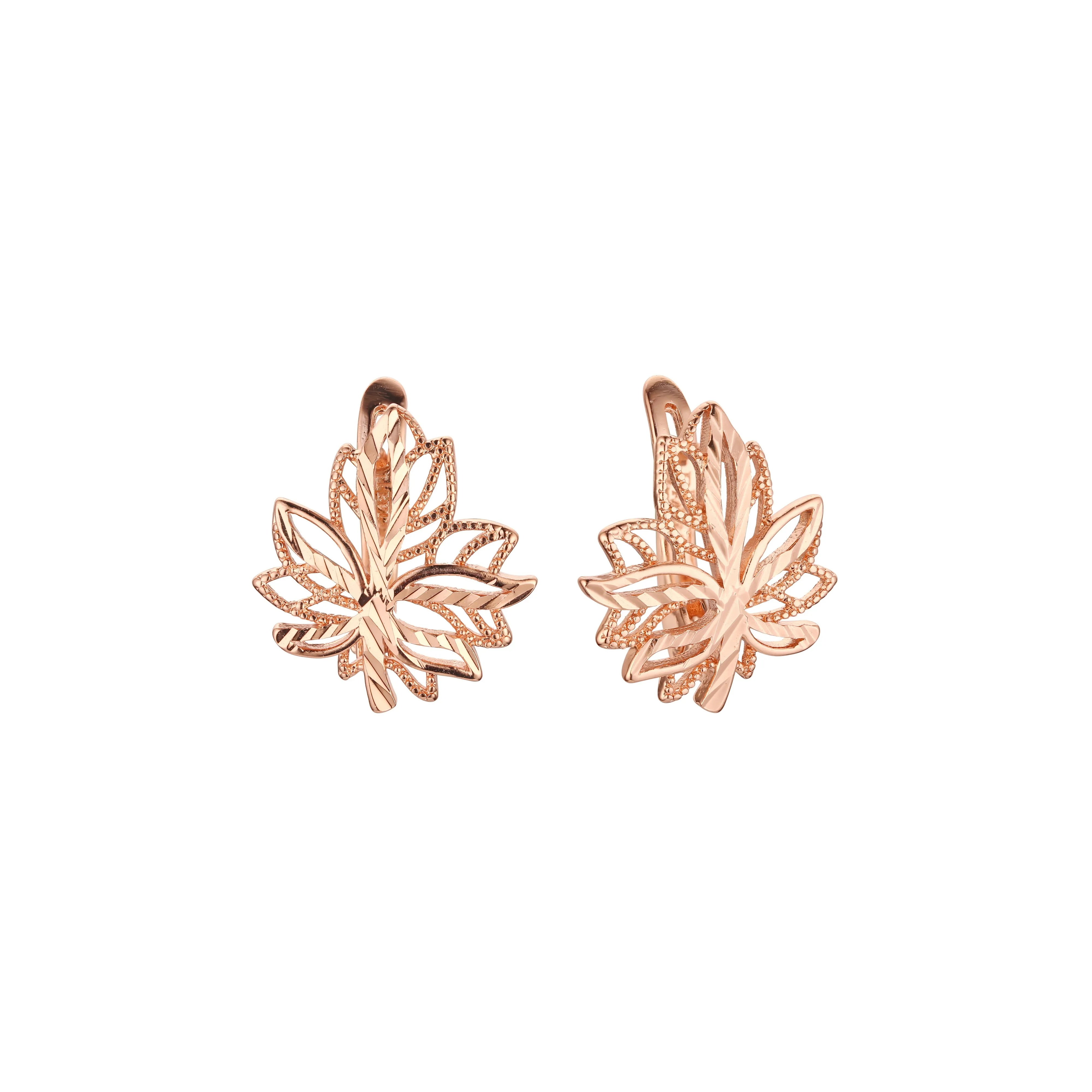 .Maple leaves earrings in Rose Gold, two tone plating colors