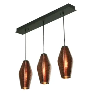 Mila 36 in. 3 Lights Pendant Light Black Finish