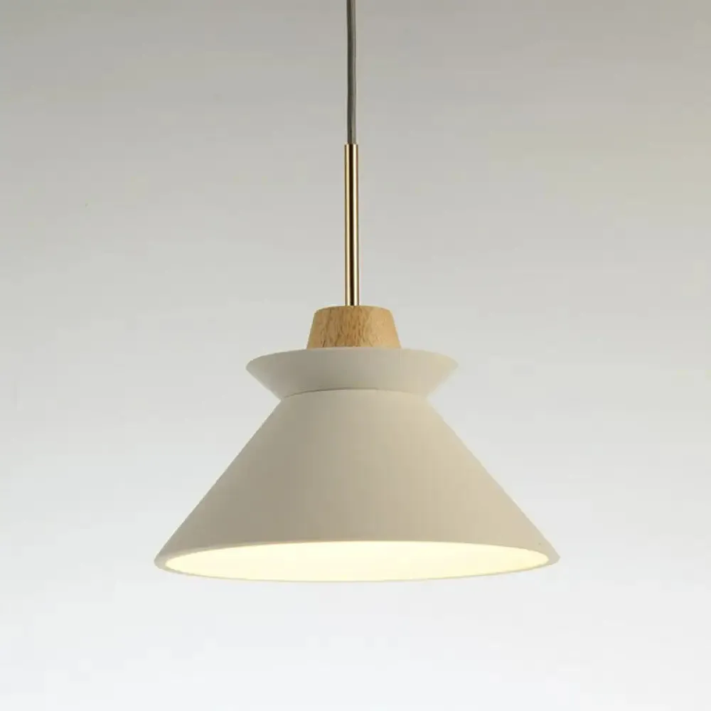 Minimalist Wood Pendant Hanging Light: 1-Head, Conical Cement Shade for Dining Room