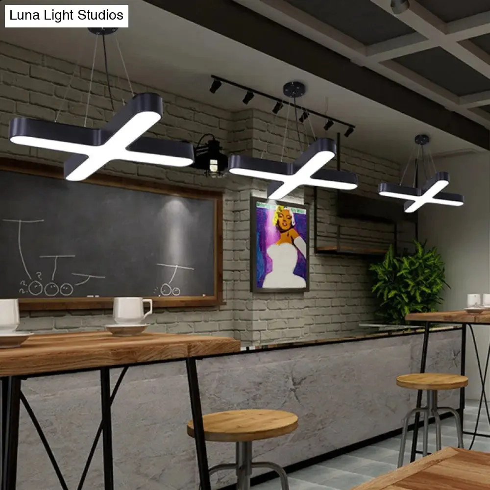 Minimalist X-Shaped LED Pendant Light for Restaurants - Acrylic Ceiling Hang Lamp