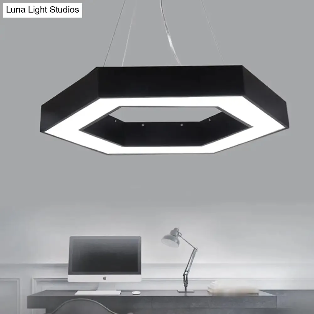 Modern Acrylic Hexagonal Pendant LED Ceiling Light (16"/23.5"/39") for Office - Black/White