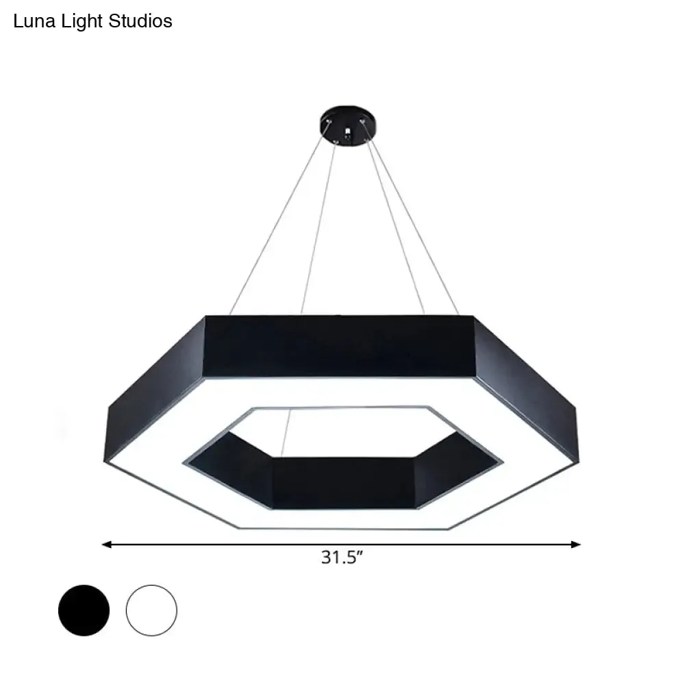 Modern Acrylic Hexagonal Pendant LED Ceiling Light (16"/23.5"/39") for Office - Black/White