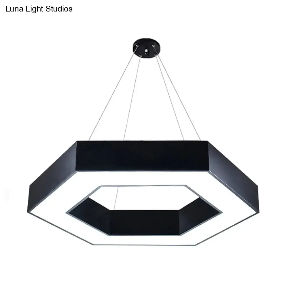 Modern Acrylic Hexagonal Pendant LED Ceiling Light (16"/23.5"/39") for Office - Black/White