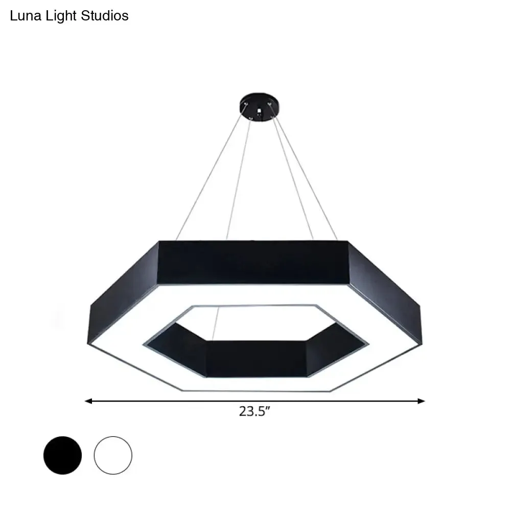 Modern Acrylic Hexagonal Pendant LED Ceiling Light (16"/23.5"/39") for Office - Black/White