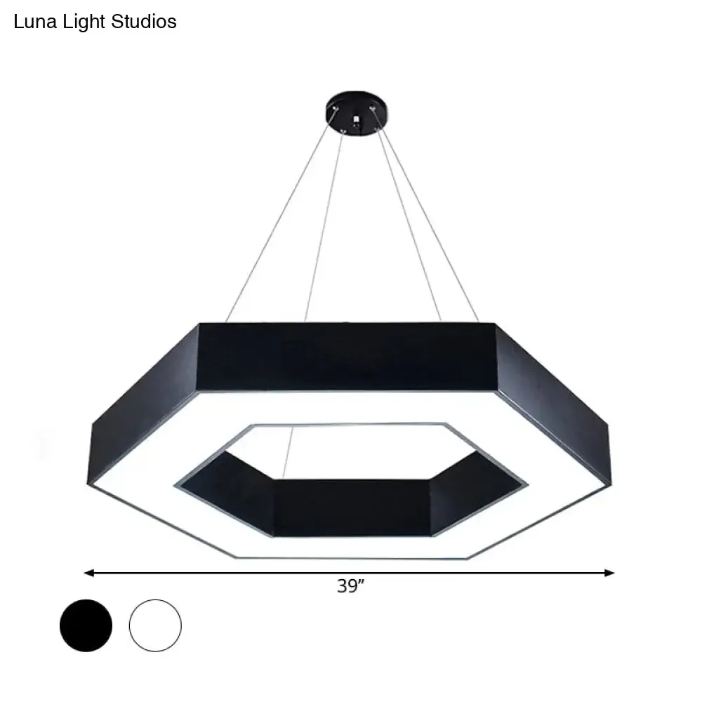 Modern Acrylic Hexagonal Pendant LED Ceiling Light (16"/23.5"/39") for Office - Black/White