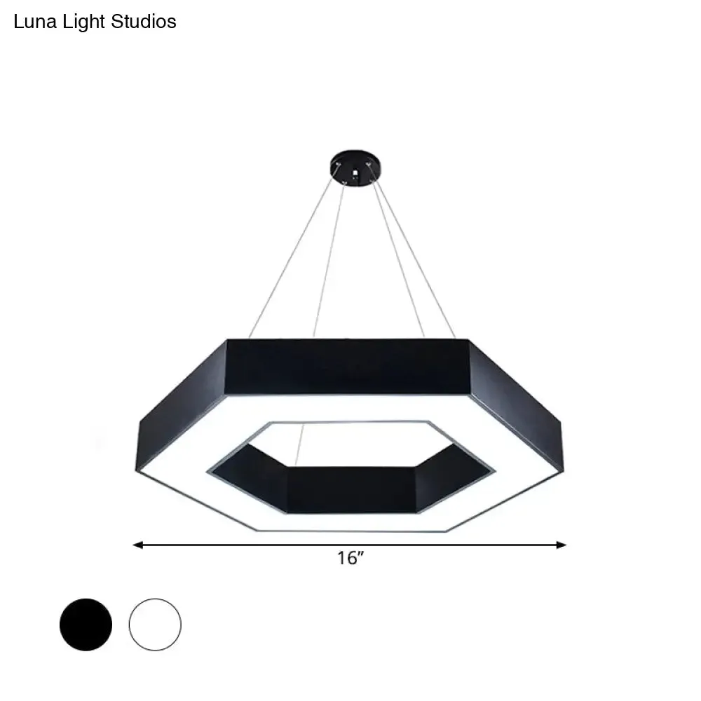 Modern Acrylic Hexagonal Pendant LED Ceiling Light (16"/23.5"/39") for Office - Black/White