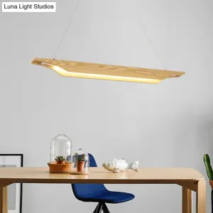 Modern Linear Wooden Pendant Light Fixture with LED, Beige, White/Warm/Natural Light