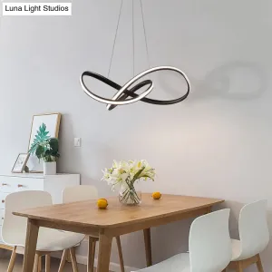 Modern Metal LED Chandelier for Dining Room - Seamless Curve Pendant Light