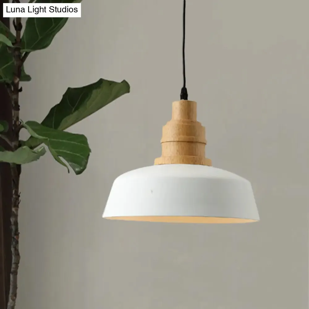 Modern Nordic Restaurant Pendant Ceiling Light with White Finish and Iron Bowl Shade