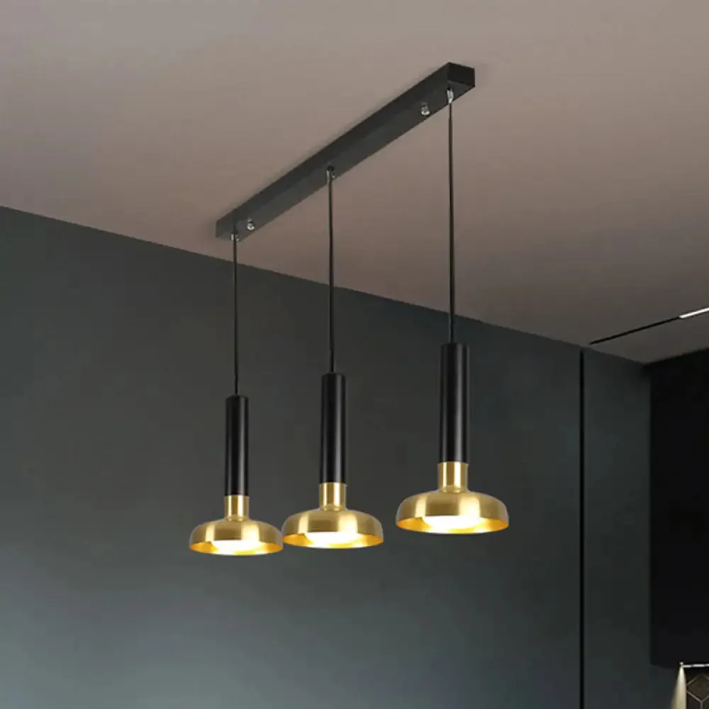 Modern Torch Multi-Pendant Metal Kitchen Bar Light - 3-Light Suspension in White/Black-Gold