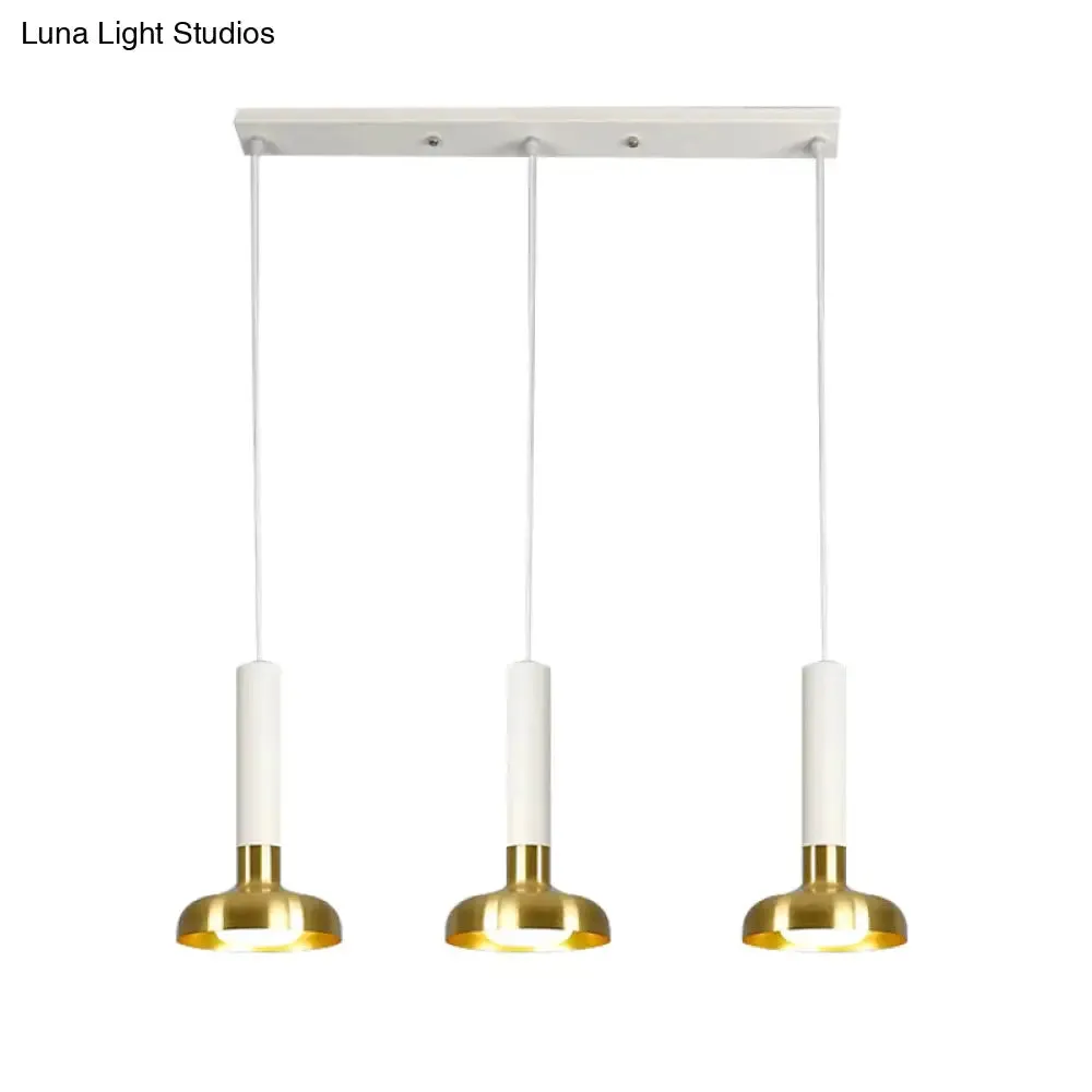 Modern Torch Multi-Pendant Metal Kitchen Bar Light - 3-Light Suspension in White/Black-Gold