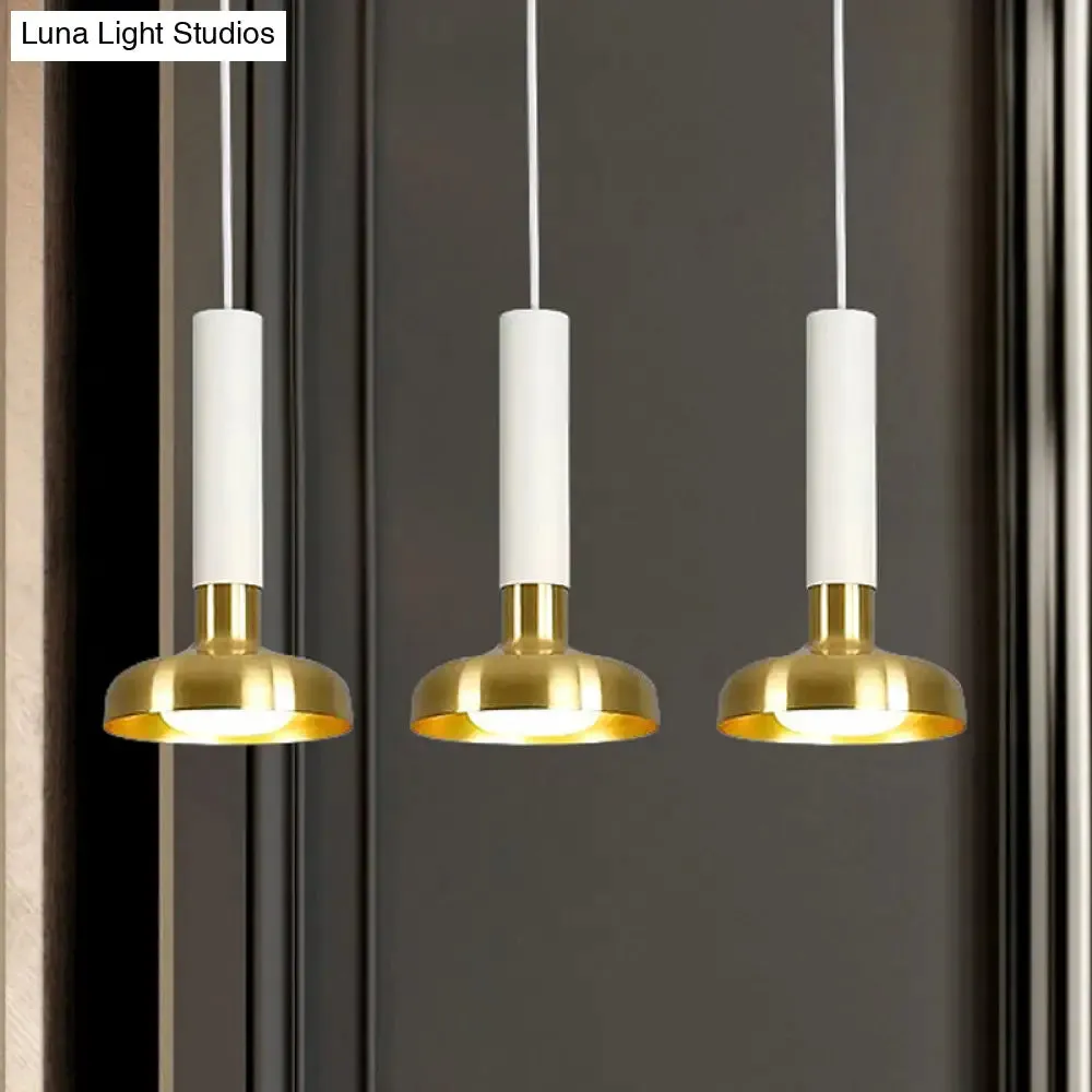 Modern Torch Multi-Pendant Metal Kitchen Bar Light - 3-Light Suspension in White/Black-Gold