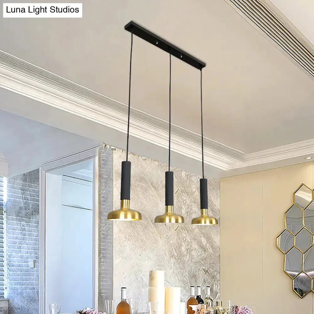 Modern Torch Multi-Pendant Metal Kitchen Bar Light - 3-Light Suspension in White/Black-Gold