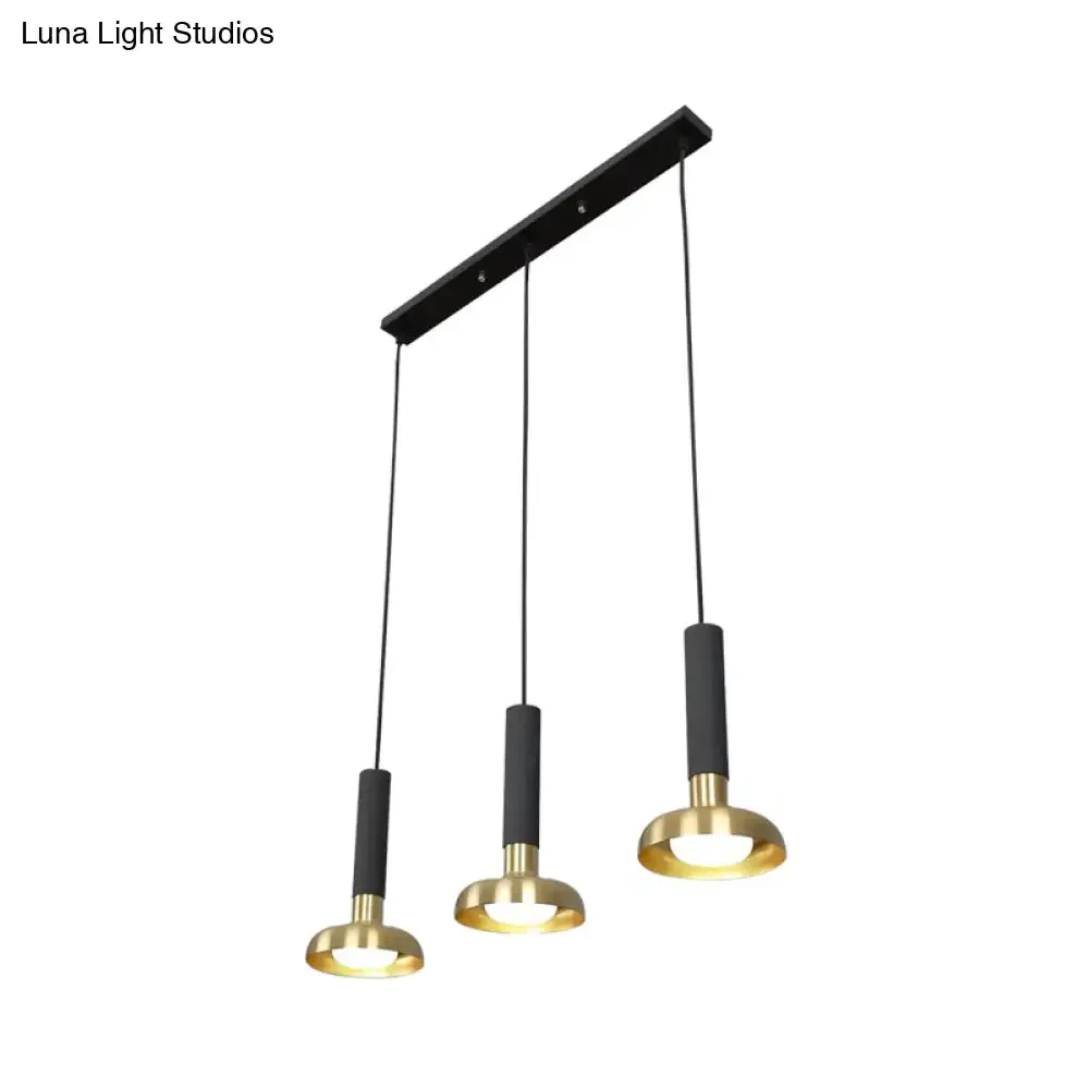 Modern Torch Multi-Pendant Metal Kitchen Bar Light - 3-Light Suspension in White/Black-Gold