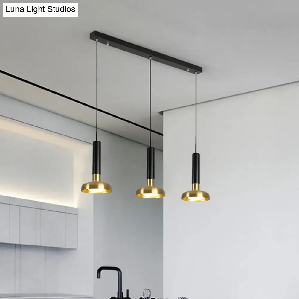 Modern Torch Multi-Pendant Metal Kitchen Bar Light - 3-Light Suspension in White/Black-Gold