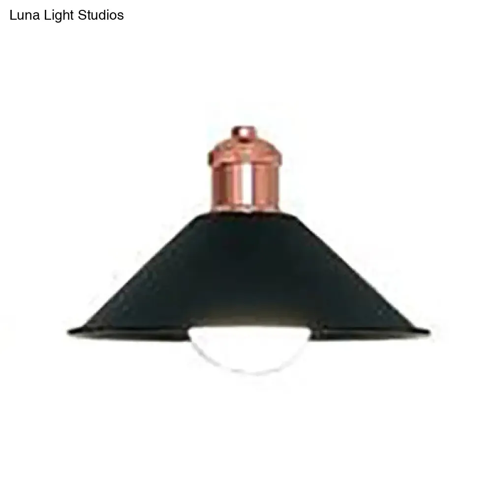 Modernist Style Conical Suspended Lamp - Metallic Hanging Light Fixture - 1 Light - Black/White - Living Room