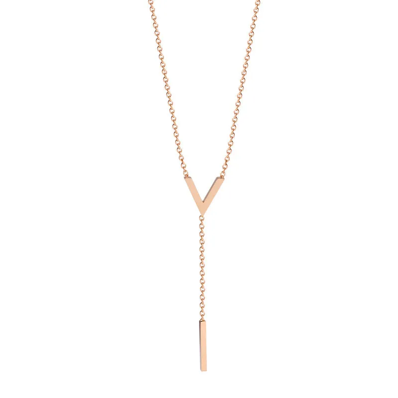 N2344 - V Shape Elegant Pendant Necklace