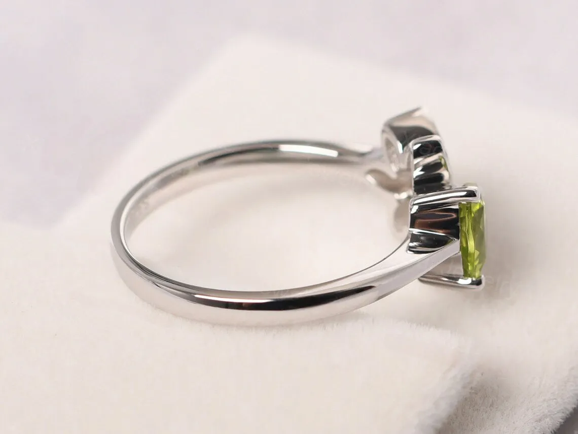 Natural Trillion Cut Peridot Unique Cluster Promise Rings For Women - 925 Sterling Silver Rings