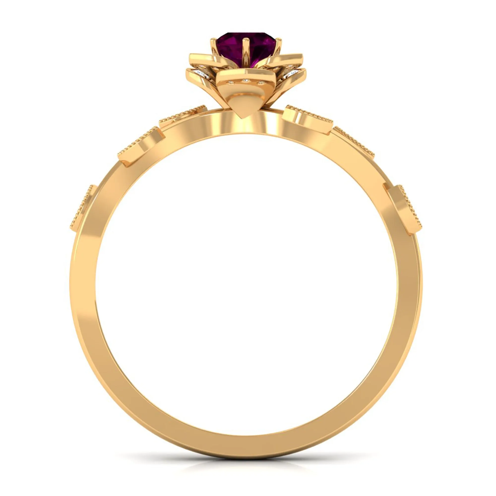 Nature Inspired Rhodolite Garnet Engagement Ring