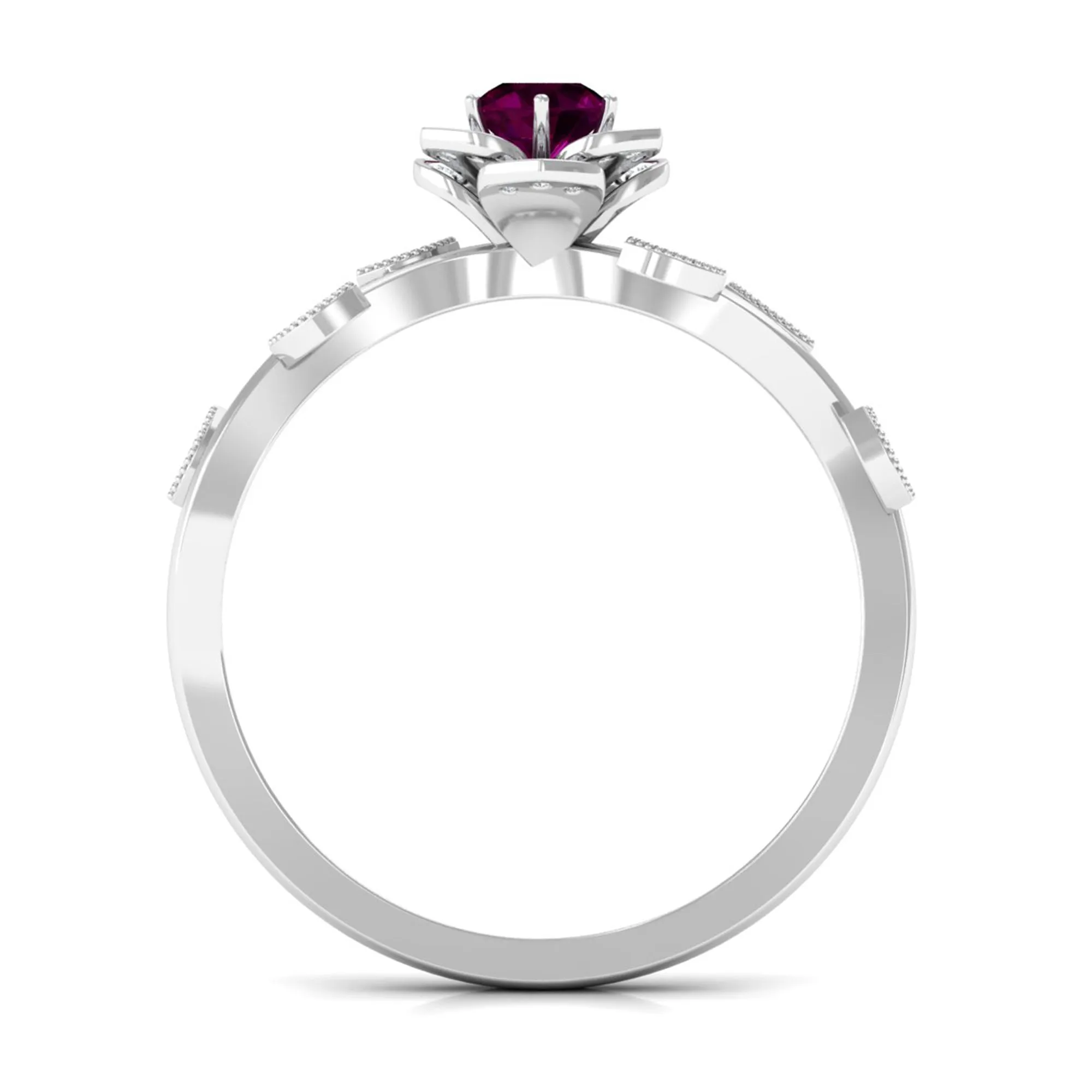 Nature Inspired Rhodolite Garnet Engagement Ring