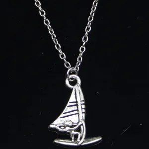 New Fashion Necklace 26x16mm Windsurfer Windsurfing Sailing Pendants Short Long Women Men Colar Gift Jewelry Choker