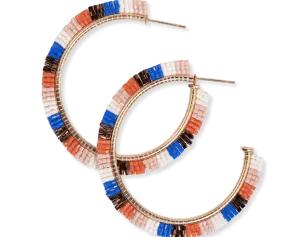 Nora Hoop Earrings- Rust and Lapis