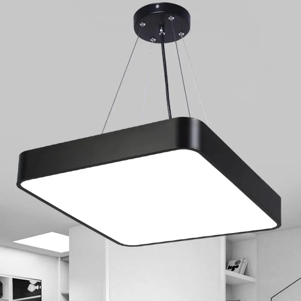 Nordic LED Commercial Pendant Light with Diffuser - Square Office Hanging Fixture