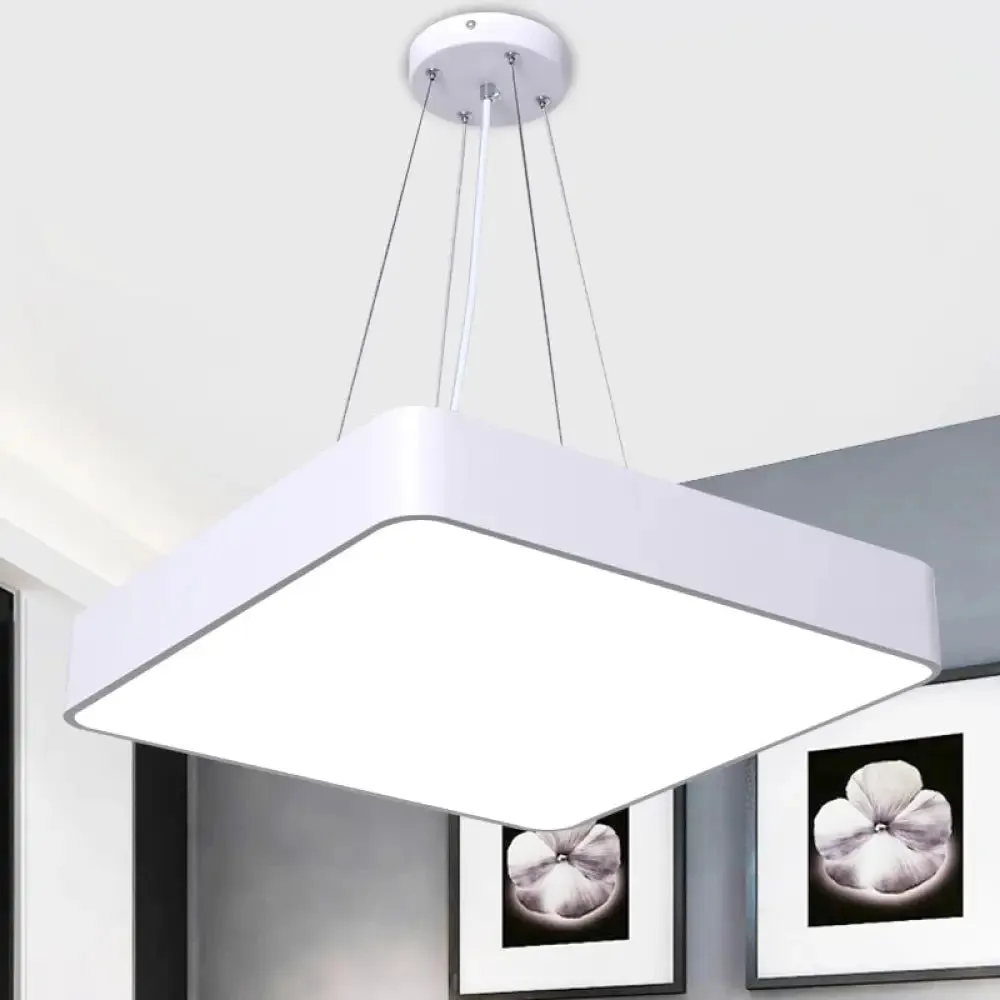 Nordic LED Commercial Pendant Light with Diffuser - Square Office Hanging Fixture