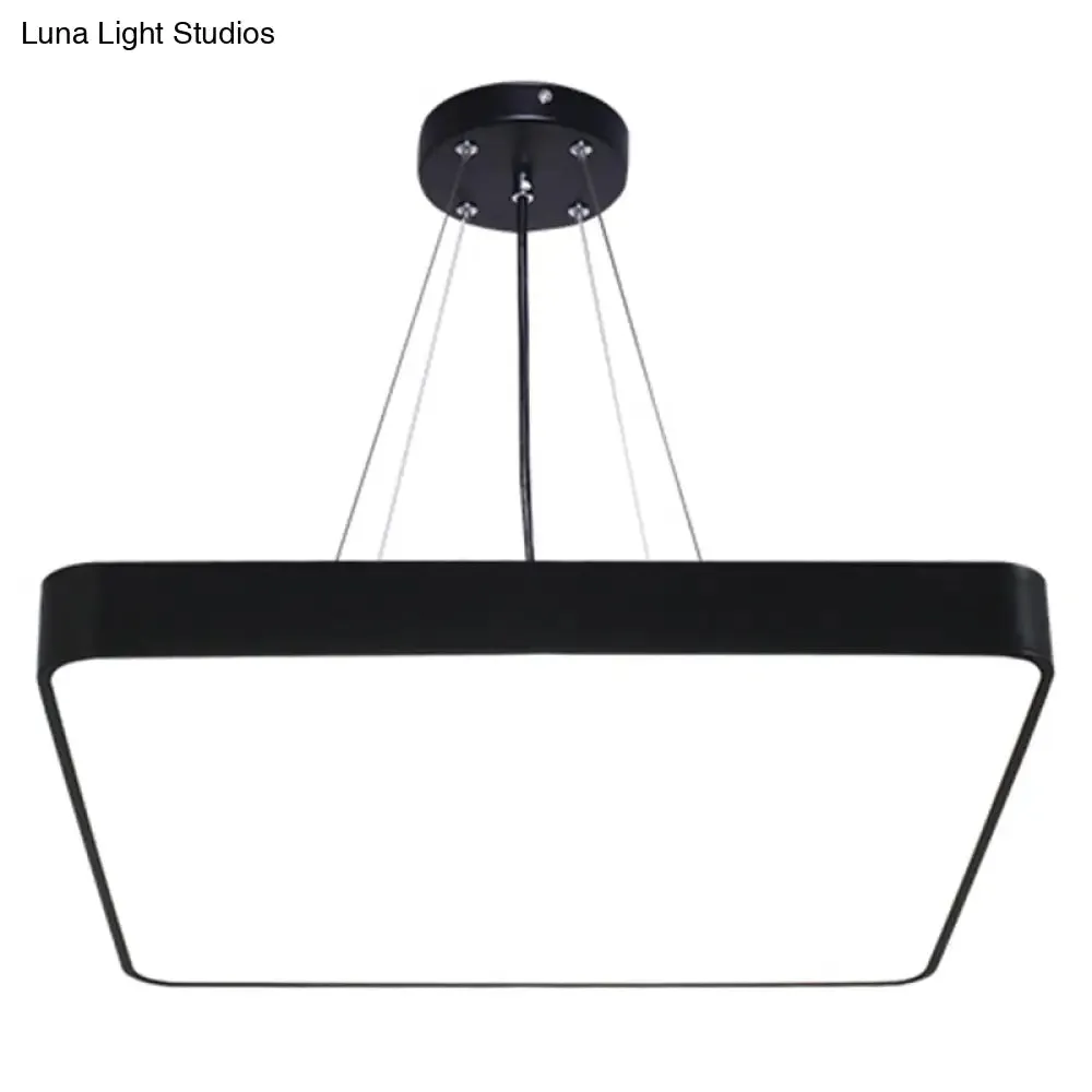 Nordic LED Commercial Pendant Light with Diffuser - Square Office Hanging Fixture