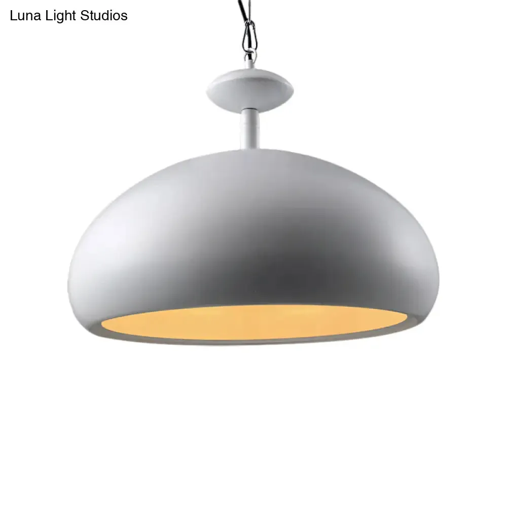 Nordic Style Metal Ceiling Pendant Light with Adjustable Chain - 1 Bulb Kitchen Fixture in Black or White - 11" by 16.5" Bowl