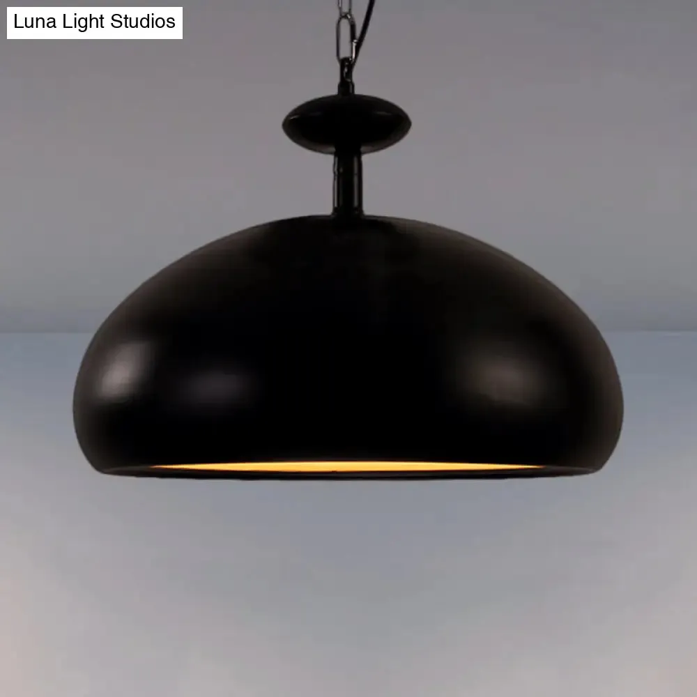 Nordic Style Metal Ceiling Pendant Light with Adjustable Chain - 1 Bulb Kitchen Fixture in Black or White - 11" by 16.5" Bowl