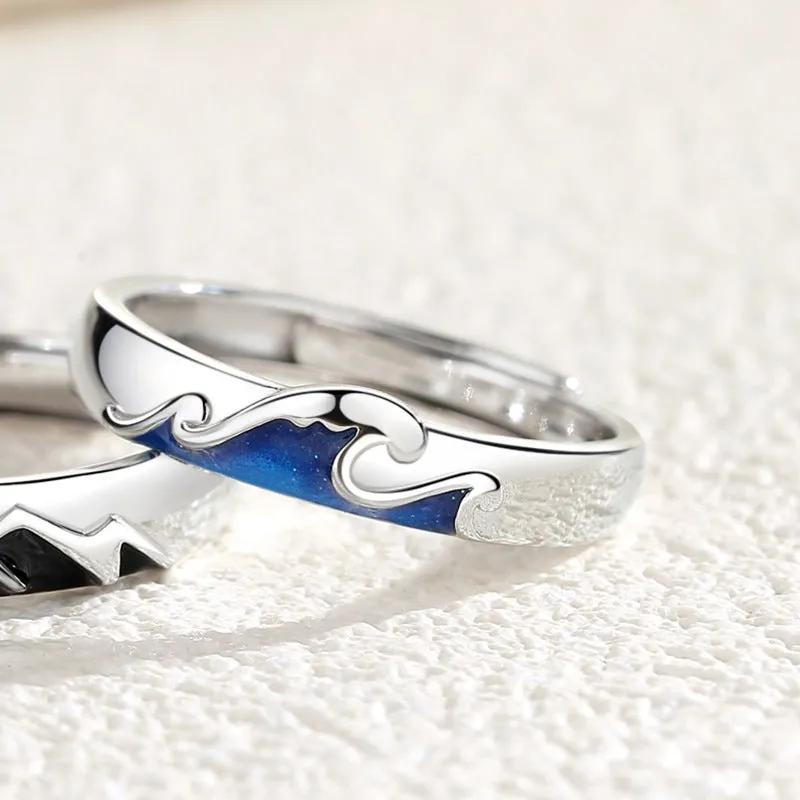 Ocean and Mountain Wedding Bands for Two