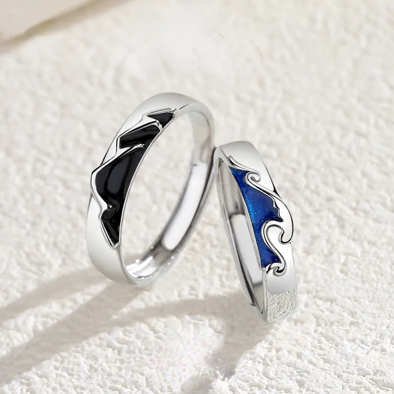 Ocean and Mountain Wedding Bands for Two