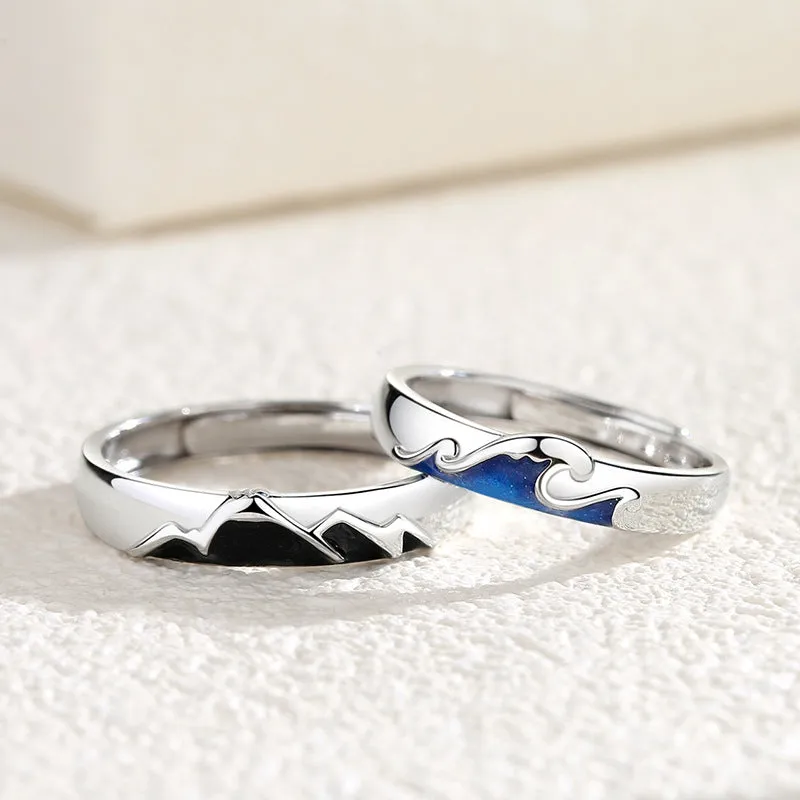 Ocean and Mountain Wedding Bands for Two