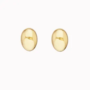 Oval Omega Puff Button Stud Earrings