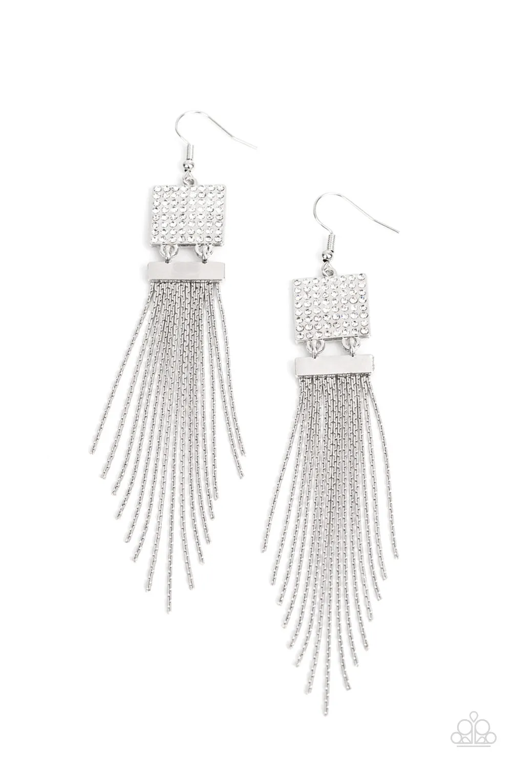 Paparazzi Dramatically Deco - White Earrings