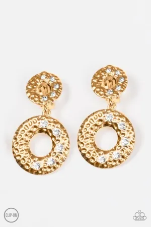 Paparazzi Earring ~ Sophisticated Shimmer - Gold Clip-On