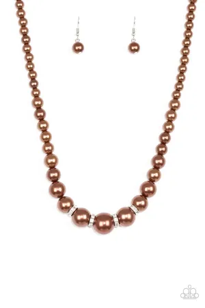 Paparazzi Necklace ~ Party Pearls - Brown