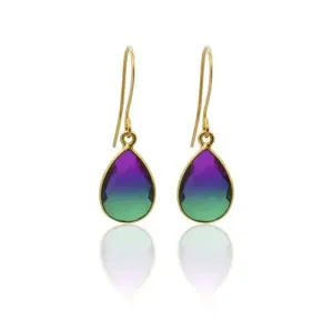 Peacock Aura Drop Earrings - Short