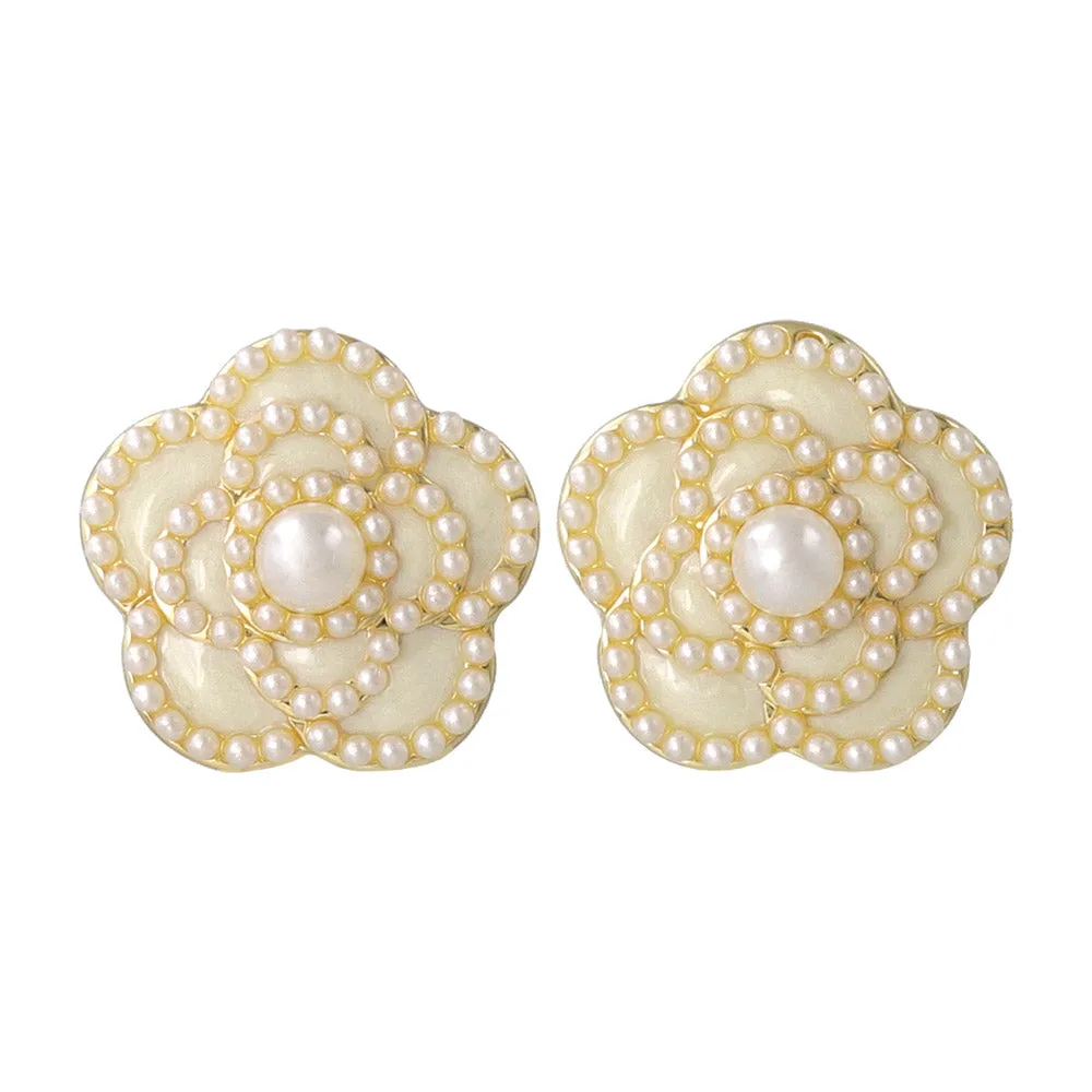 Pearl Flower Stud Earrings